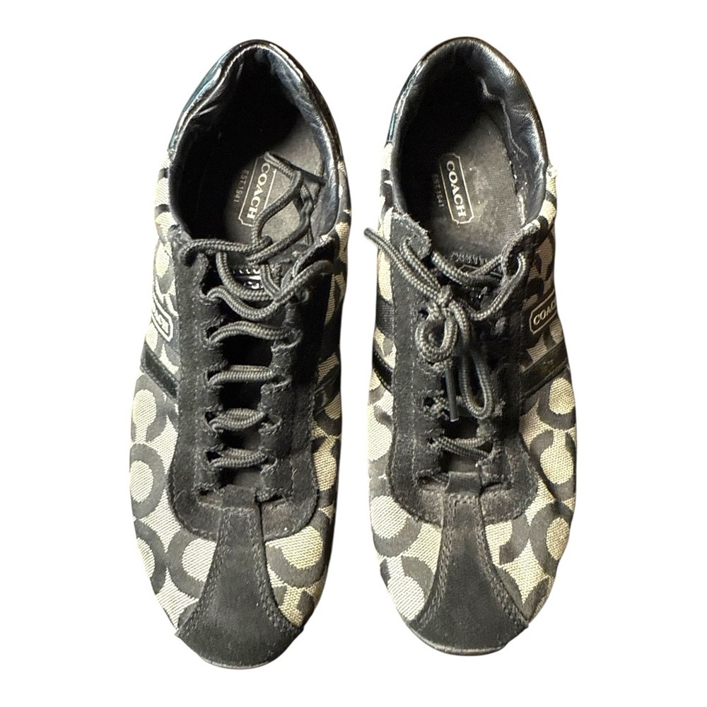 ▶️ Coach ◀️ Kathleen Black and Gray Lace up shoes  7.5 Signature C - Picture 7 of 13